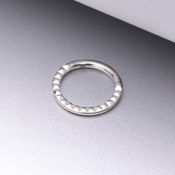Detail View 1 of Implant Grade Titanium Pyramid Front Geometric Seamless Clicker Hoop Ring